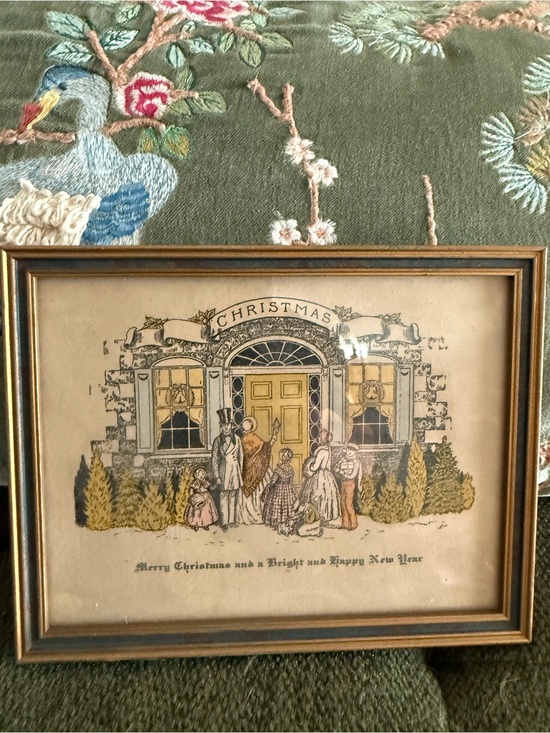 Other - Antique framed Christmas Print 7”x5.5”